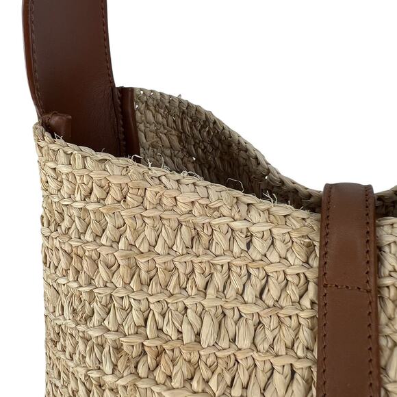 Saint Laurent Le 5 À 7 Supple Small Raffia Shoulder Bag YSL Logo - Picture 10 of 16